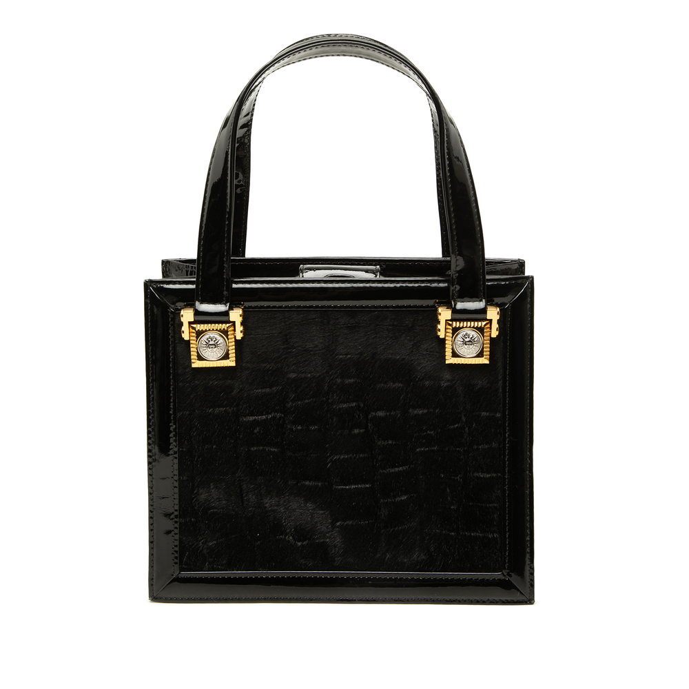 Pre-Loved Versace Patent and Pony Hair Box Sunburst Handbag